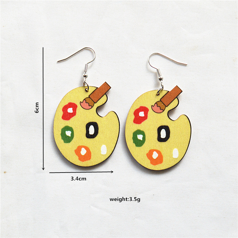 1 Pair Cartoon Style Book Wood Metal Drop Earrings display picture 4