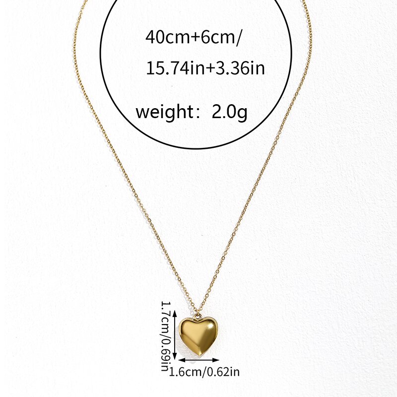 Simple Style Heart Shape Stainless Steel Three-dimensional 18k Gold Plated Pendant Necklace display picture 1