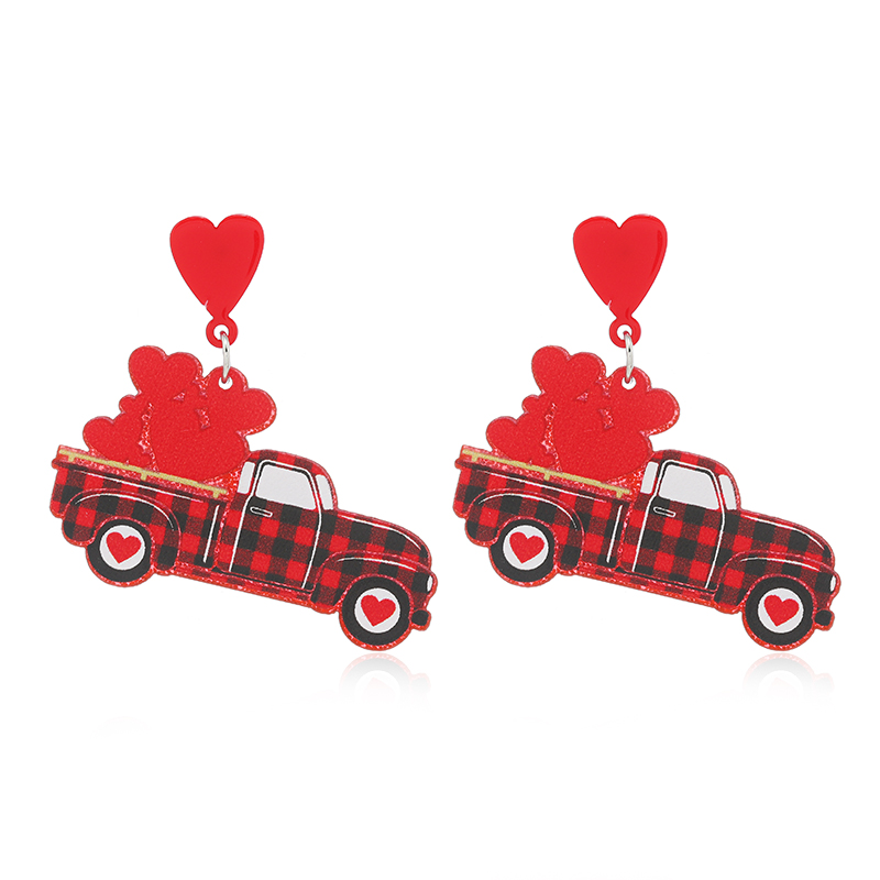 1 Pair Cute Ice Cream Car Heart Shape Painted Arylic Silver Plated Drop Earrings display picture 2