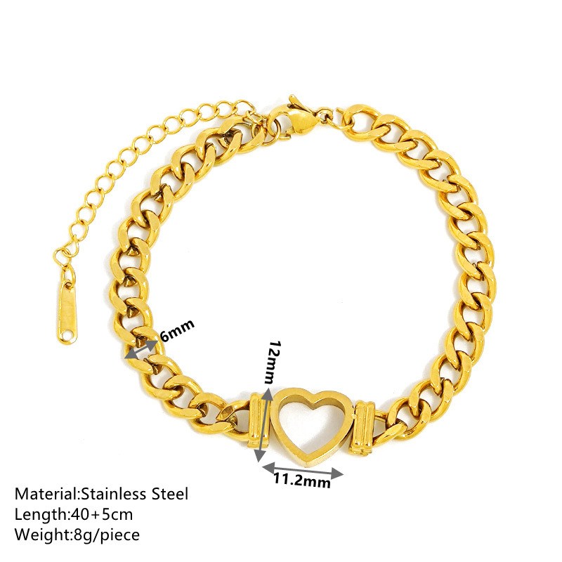 Simple Style Heart Shape Titanium Steel 18k Gold Plated Bracelets Necklace display picture 4