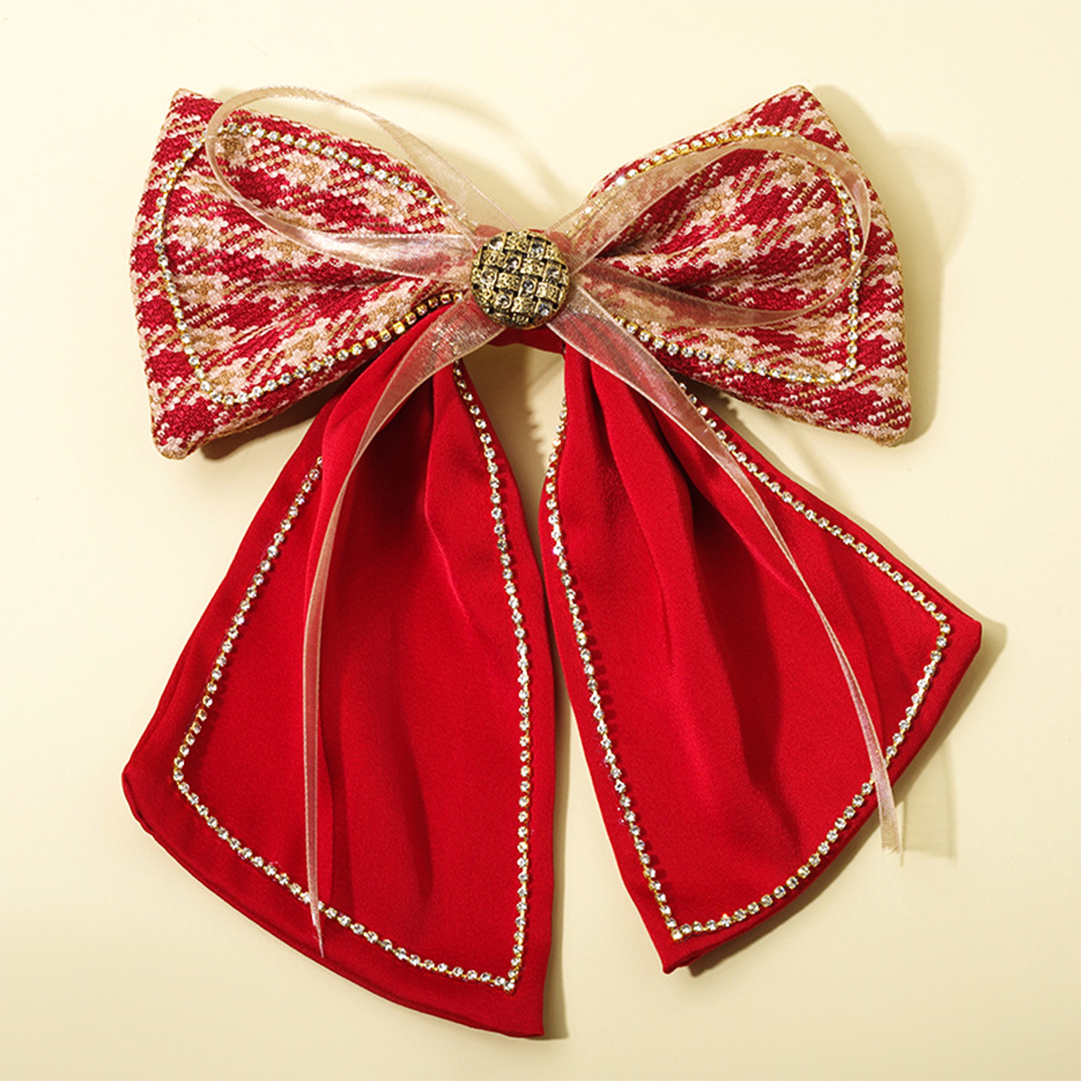Women's Girl's Sweet Bow Knot Alloy Organza Flannel Rhinestones Hair Clip display picture 1