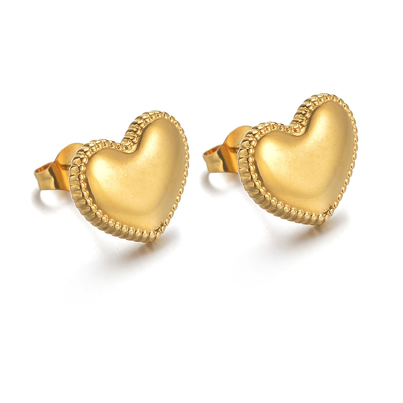 1 Pair Simple Style Heart Shape Plating 304 Stainless Steel 18K Gold Plated Ear Studs display picture 4