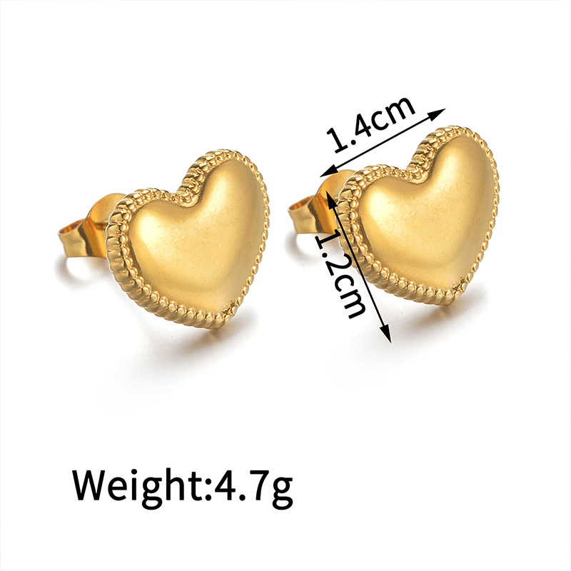 1 Pair Simple Style Heart Shape Plating 304 Stainless Steel 18K Gold Plated Ear Studs display picture 5