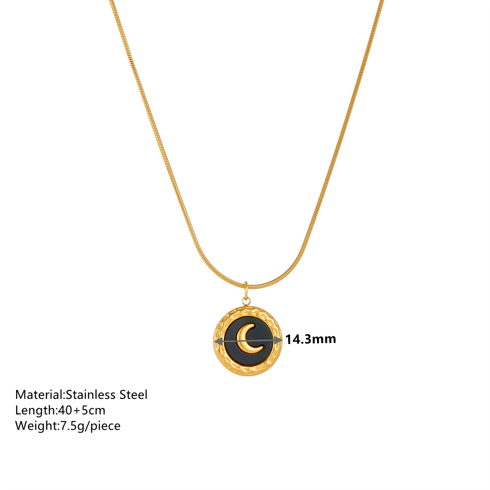 Acero Titanio Chapados en oro de 18k Estilo Simple Luna Acrílico Aretes Collar display picture 4