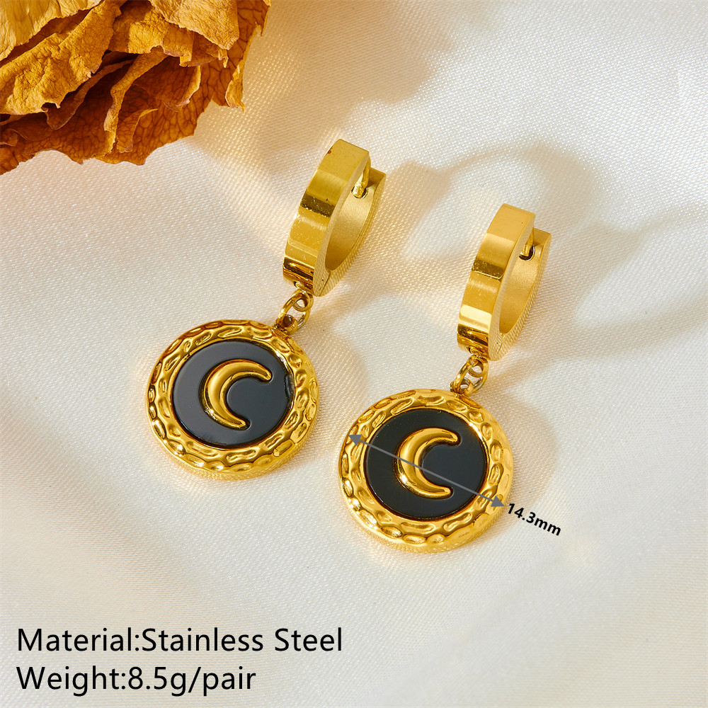 Titan Stahl 18 Karat Vergoldet Einfacher Stil Mond Acryl Ohrringe Halskette display picture 5