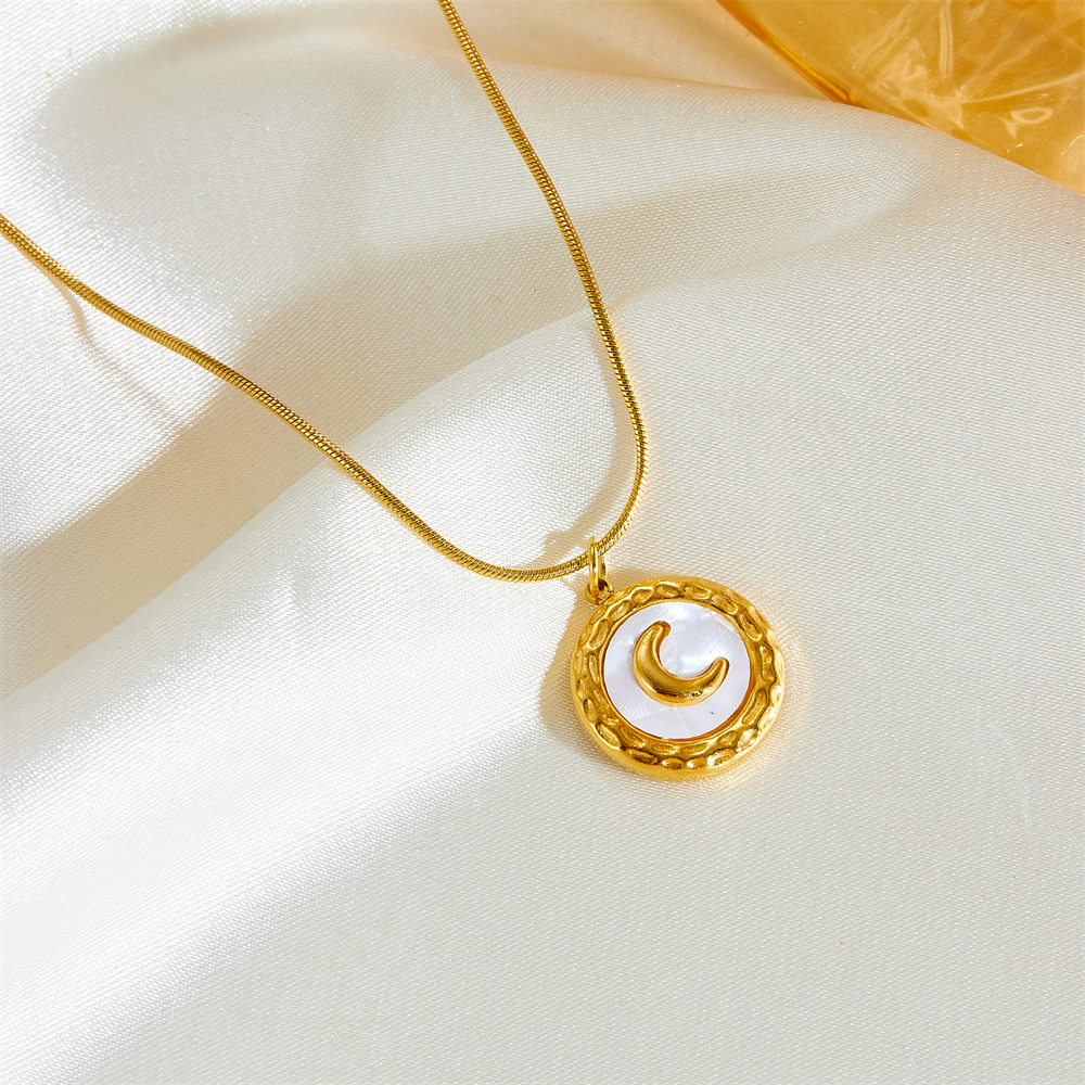 Titan Stahl 18 Karat Vergoldet Einfacher Stil Mond Acryl Ohrringe Halskette display picture 6