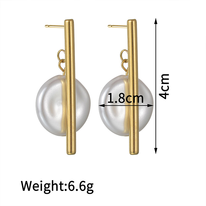 1 Pair Elegant Simple Style Geometric Plating 304 Stainless Steel Imitation Pearl 18K Gold Plated Drop Earrings display picture 4