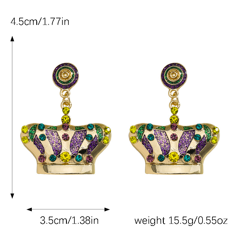 1 Pair Cute Vintage Style Heart Shape Crown Mask Epoxy Plating Alloy Drop Earrings display picture 2