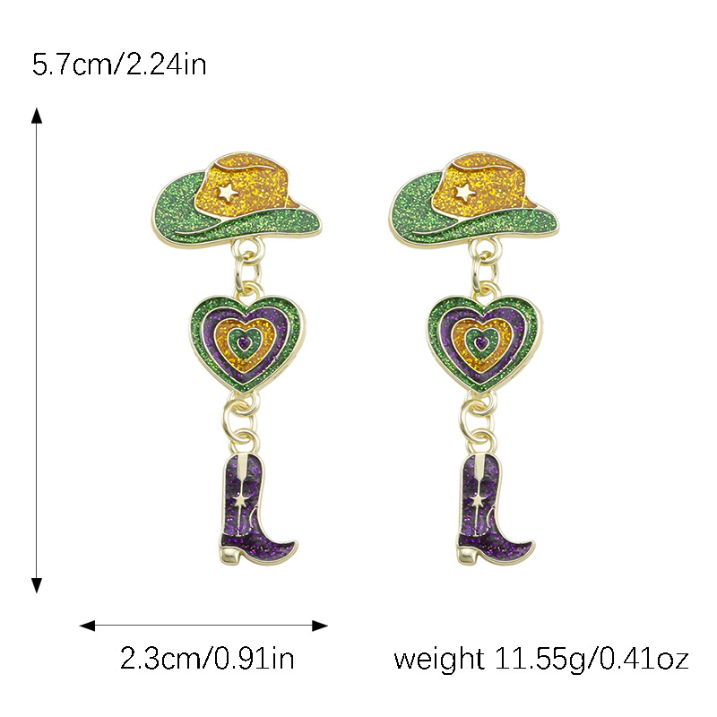 1 Pair Cute Vintage Style Heart Shape Crown Mask Epoxy Plating Alloy Drop Earrings display picture 4