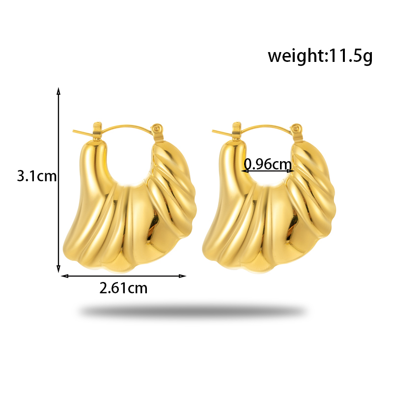 1 Pair French Style Simple Style Korean Style Petal Plating Stainless Steel 18k Gold Plated Hoop Earrings display picture 3