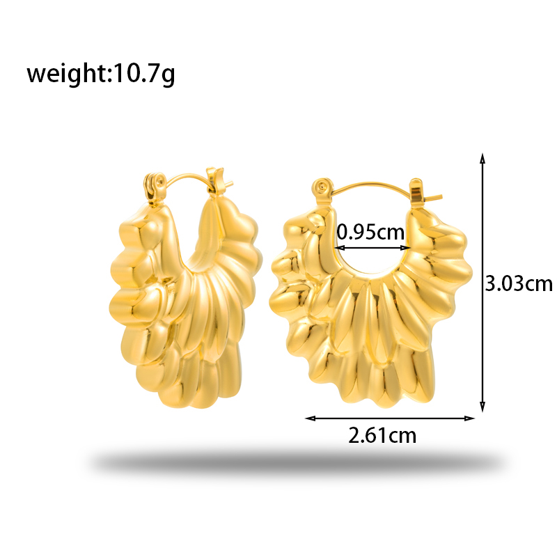 1 Pair French Style Simple Style Korean Style Petal Plating Stainless Steel 18k Gold Plated Hoop Earrings display picture 4