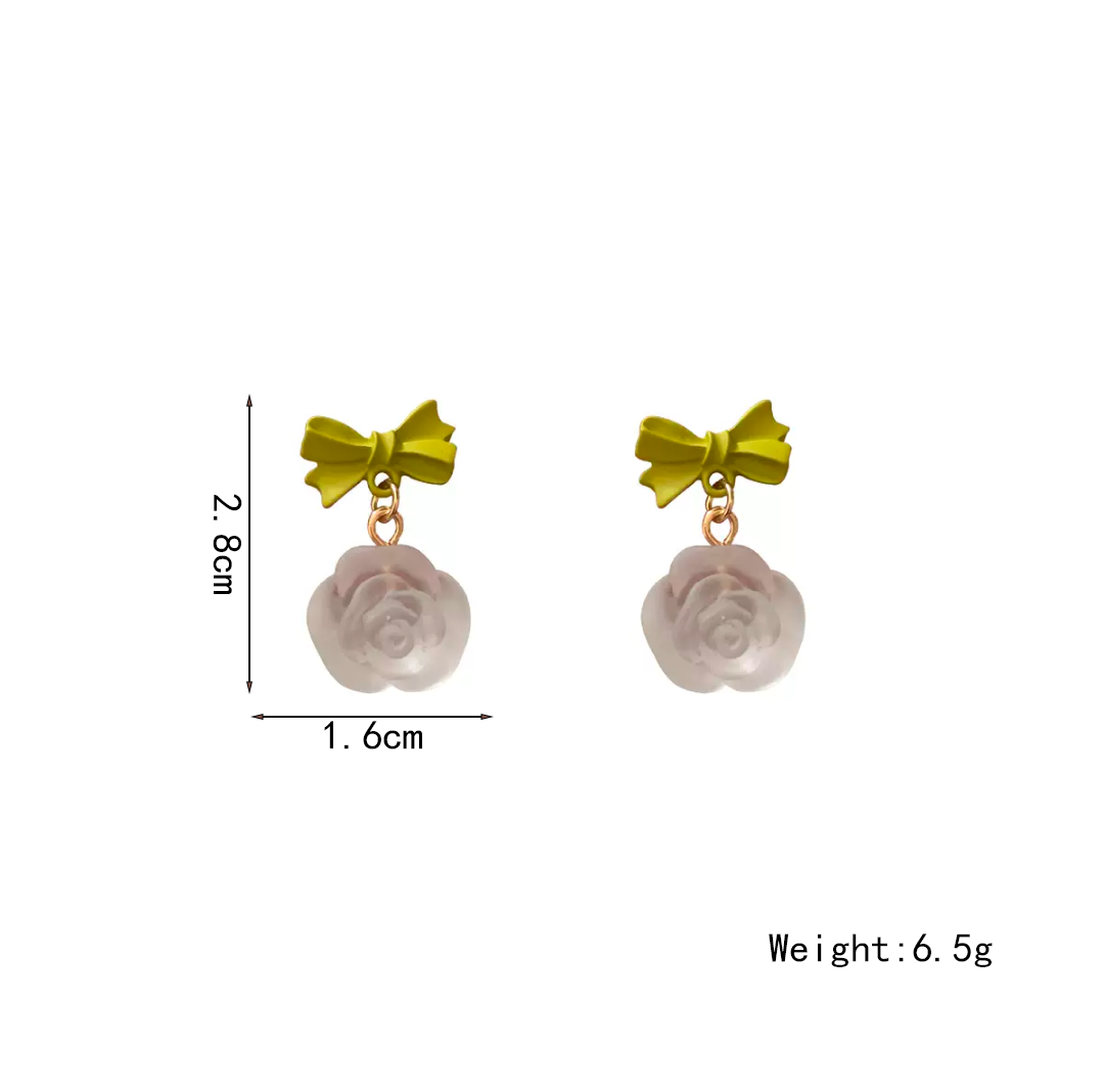1 Pair Elegant Korean Style Flower Arylic Drop Earrings display picture 1