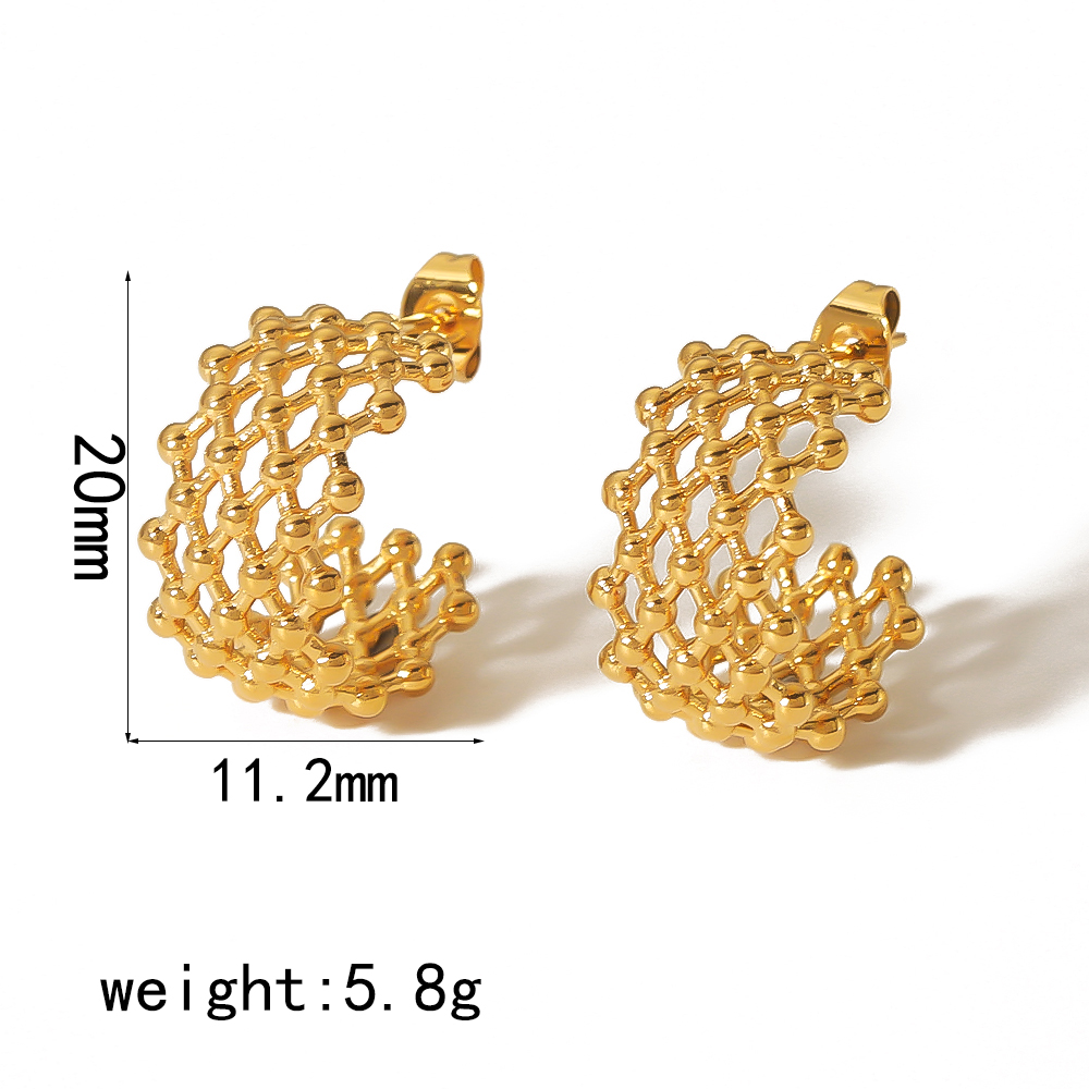 1 Pair Simple Style Lingge Polishing Plating 304 Stainless Steel Ear Studs display picture 6