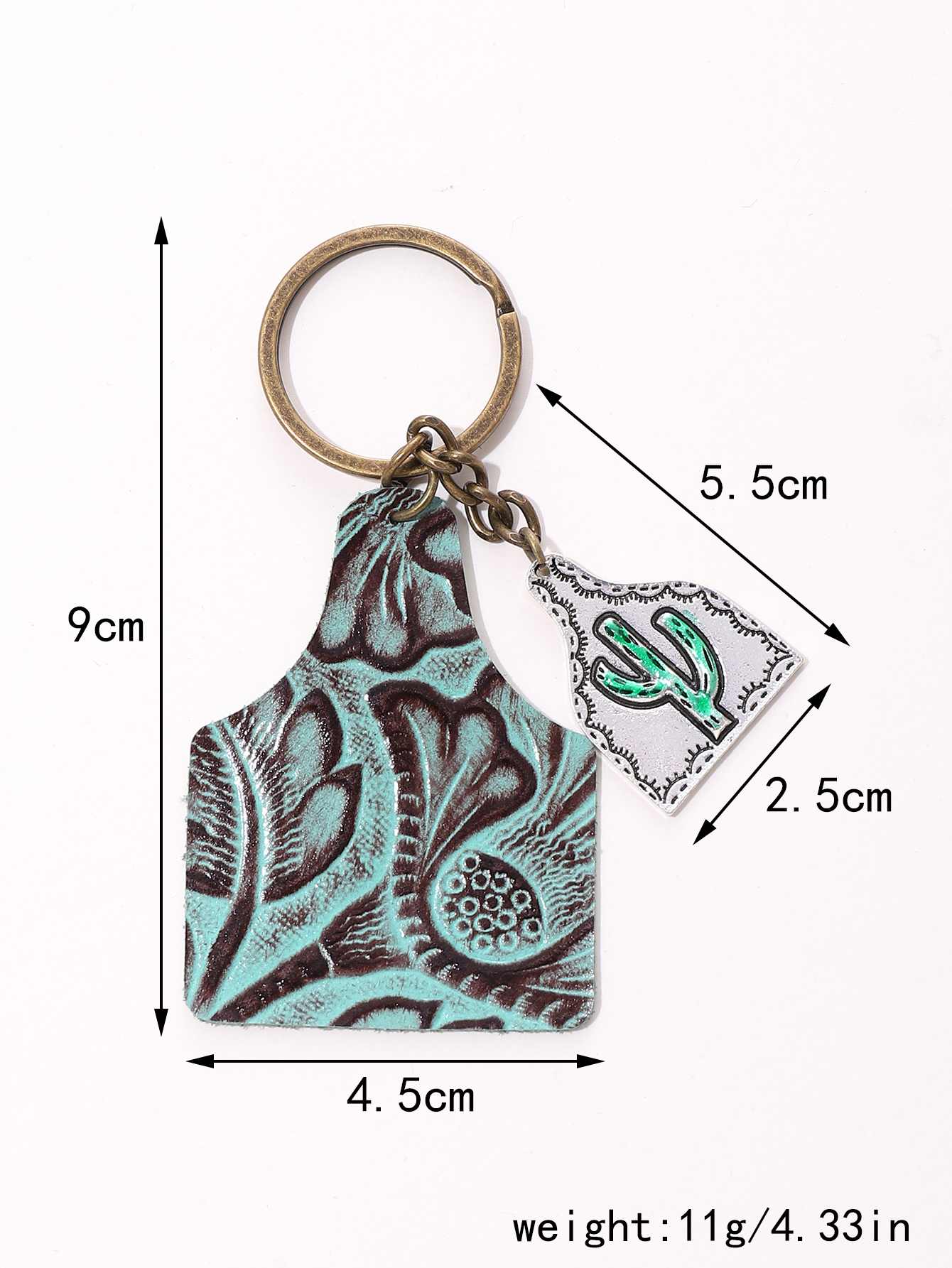 Vintage Style Cactus Pu Leather Alloy Keychain display picture 3