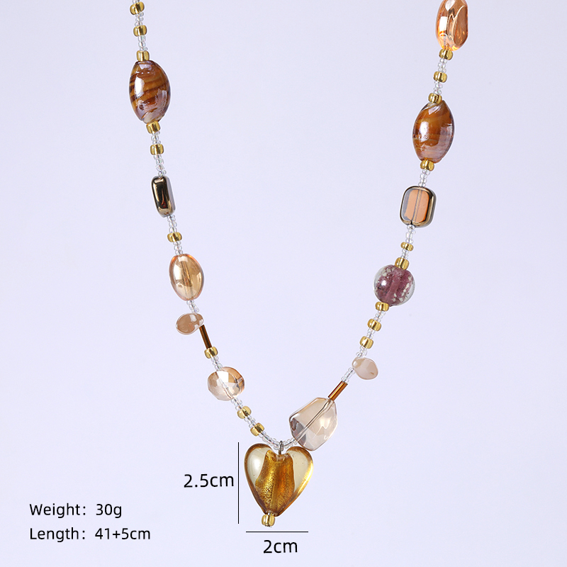 Casual Geometric Stainless Steel Artificial Crystal Glass Irregular Handmade Natural Stone Freshwater Pearl Opal 14k Gold Plated 18k Gold Plated Women's Pendant Necklace display picture 1