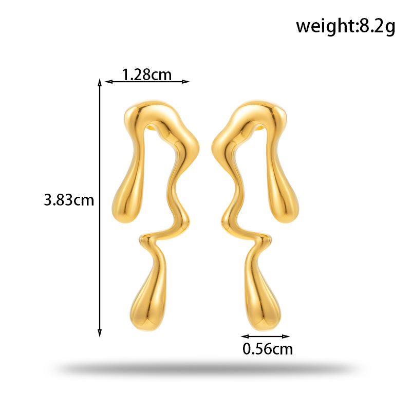 1 Paar Einfacher Stil Irregulär Überzug Metall Rostfreier Stahl 18 Karat Vergoldet Ohrringe display picture 3