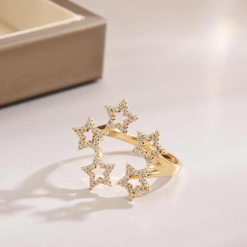 Stainless Steel Copper Sweet Simple Style Plating Star Heart Shape Zircon Adjustable Ring display picture 2