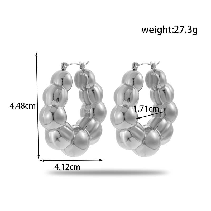 1 Pair Simple Style Geometric Irregular Pleated Stainless Steel Hoop Earrings display picture 3