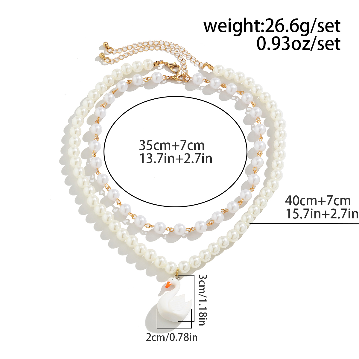 Elegant Retro Geometric Round Swan Arylic Imitation Pearl Acrylic Alloy Tassel Women's Necklace display picture 1
