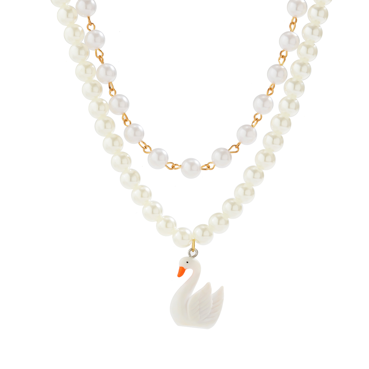 Elegant Retro Geometric Round Swan Arylic Imitation Pearl Acrylic Alloy Tassel Women's Necklace display picture 4