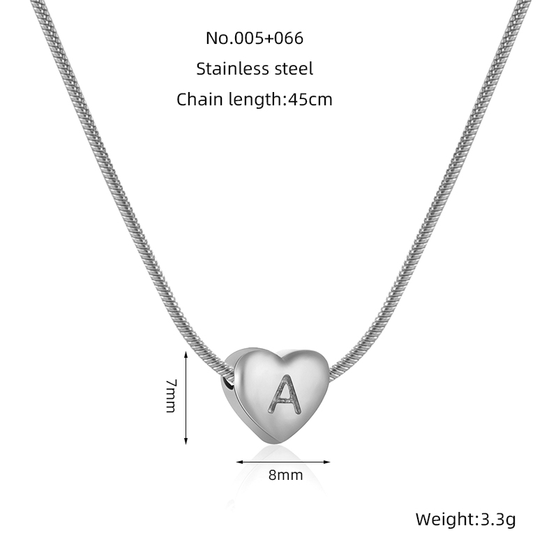 Stainless Steel Simple Style Polishing Letter Heart Shape Pendant Necklace display picture 9