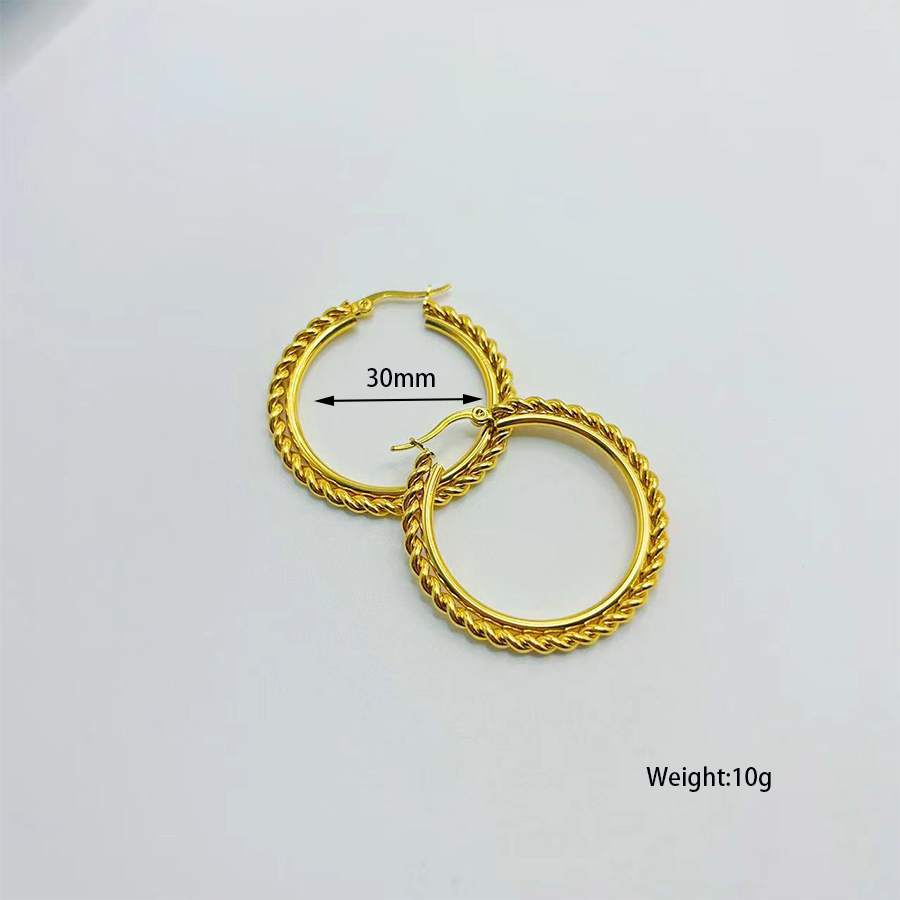 1 Pair Vintage Style Classic Style Color Block Plating Stainless Steel None Gold Plated Hoop Earrings display picture 1