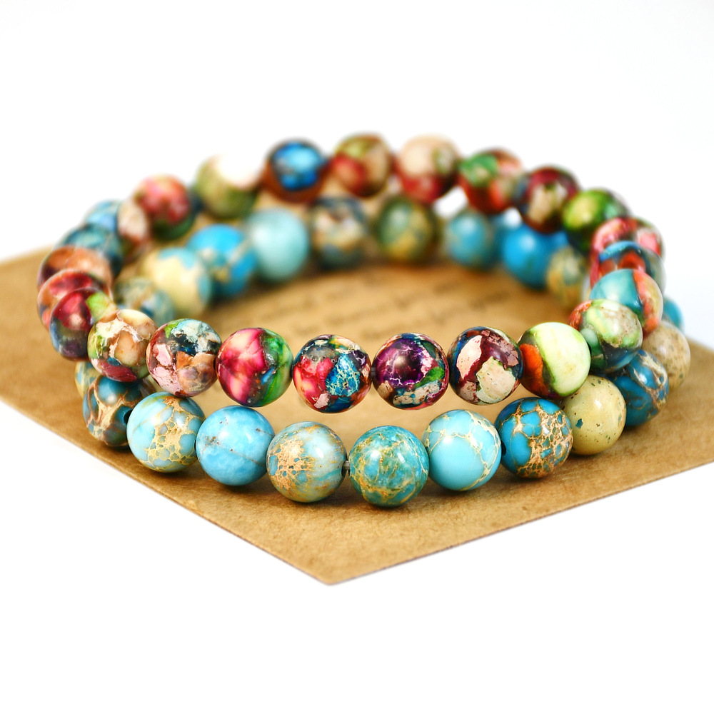 Casual Vacation Round Natural Stone Beaded Handmade Bracelets display picture 6