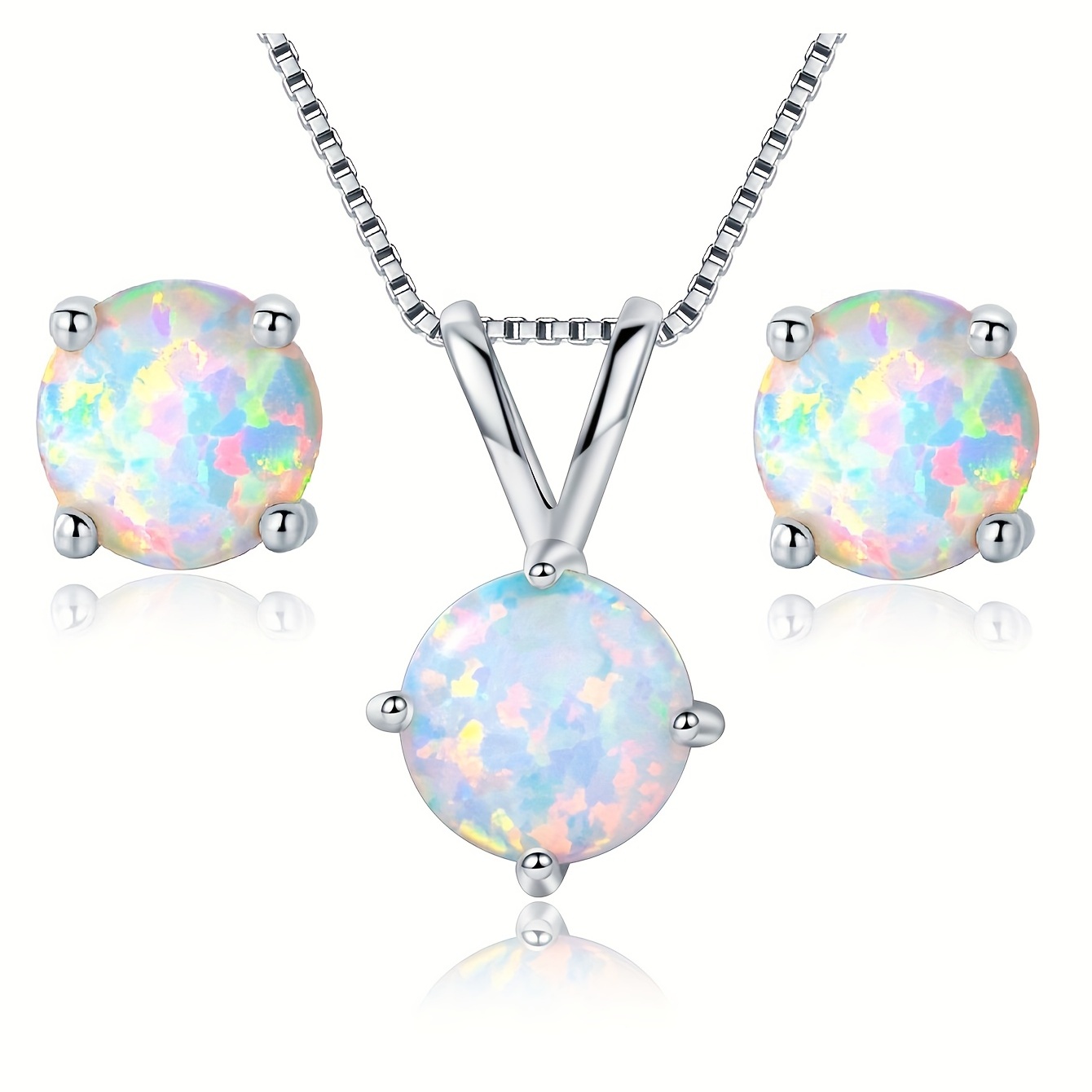 Copper White Gold Plated Elegant Colorful Inlay Opal Jewelry Set display picture 3