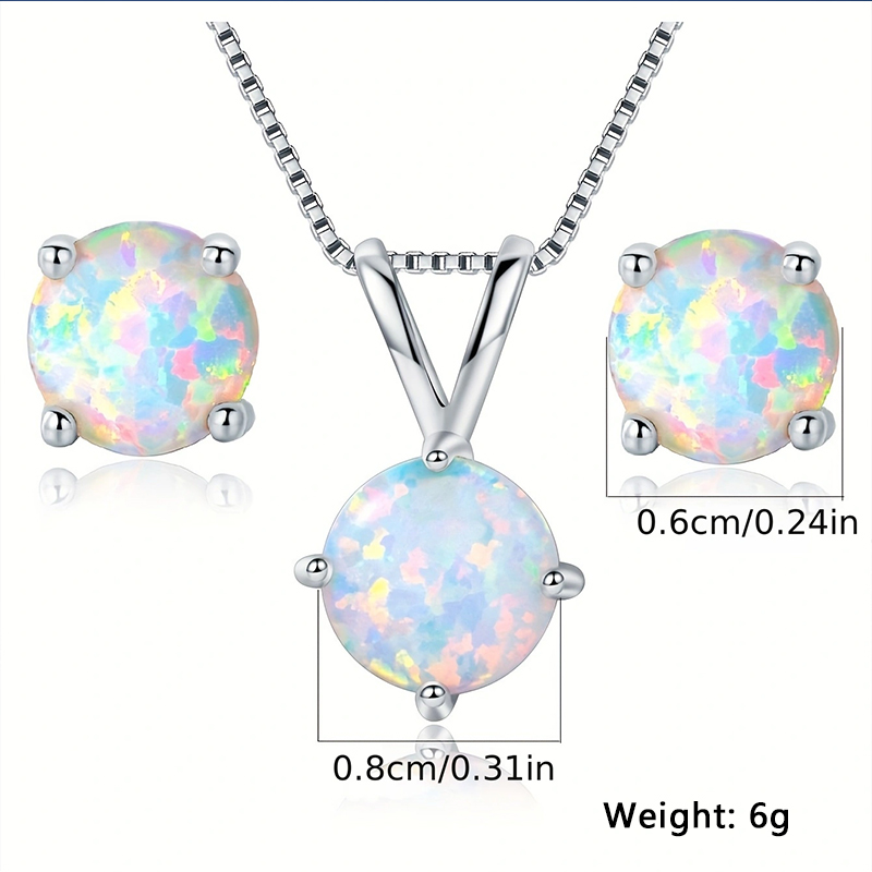 Simple Style Round Copper Plating Inlay Artificial Gemstones White Gold Plated Jewelry Set display picture 4