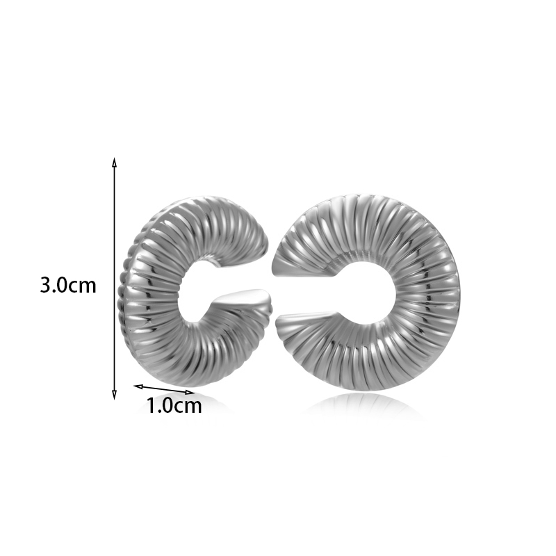 1 Pair Simple Style Geometric Irregular Pleated Stainless Steel Hoop Earrings display picture 1