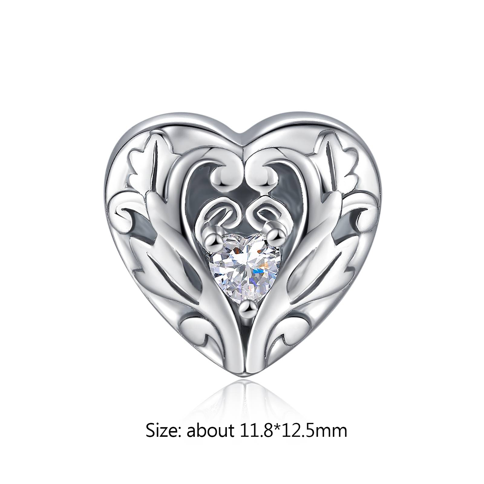 Vintage Style Simple Style Heart Shape Sterling Silver Handmade Plating Inlay Zircon Rhodium Plated Jewelry Accessories display picture 4