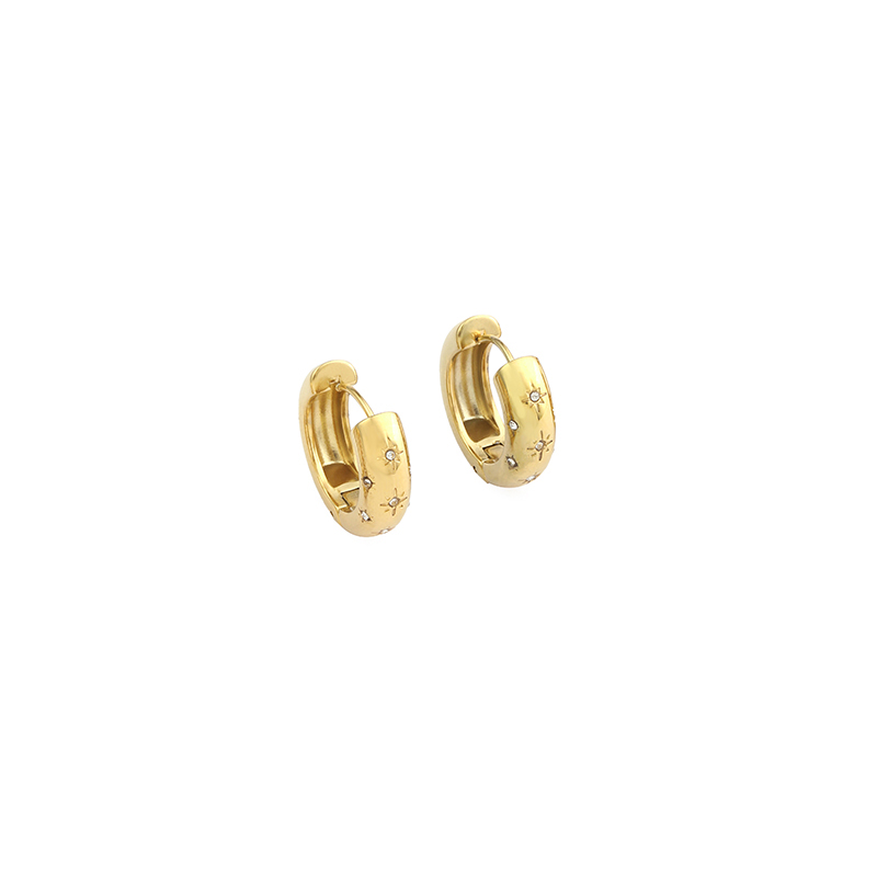 1 Pair Simple Style U Shape Round Plating Inlay Stainless Steel Pearl Zircon 18K Gold Plated Earrings display picture 6