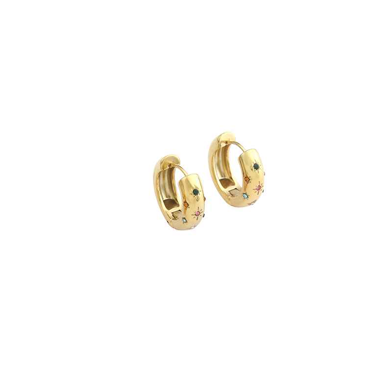 1 Pair Simple Style U Shape Round Plating Inlay Stainless Steel Pearl Zircon 18K Gold Plated Earrings display picture 8