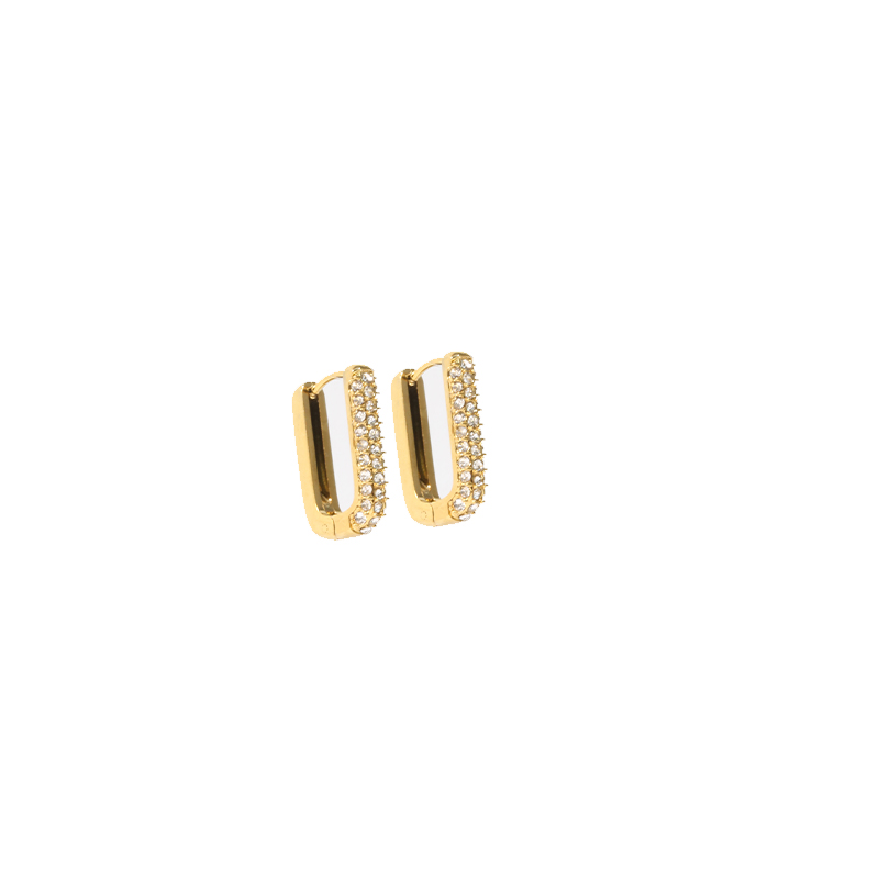 1 Paar Einfacher Stil U-Form Runden Überzug Inlay Rostfreier Stahl Perle Zirkon 18 Karat Vergoldet Ohrringe display picture 10