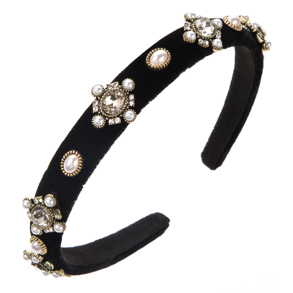 Women's Elegant Oval Cloth Inlay Glass Drill Pearl Hair Band display picture 5