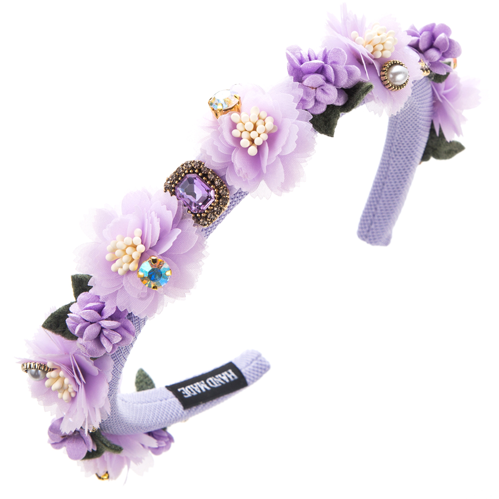 Women's Elegant Flower Cloth Inlay Artificial Pearls Rhinestones Hair Band display picture 9