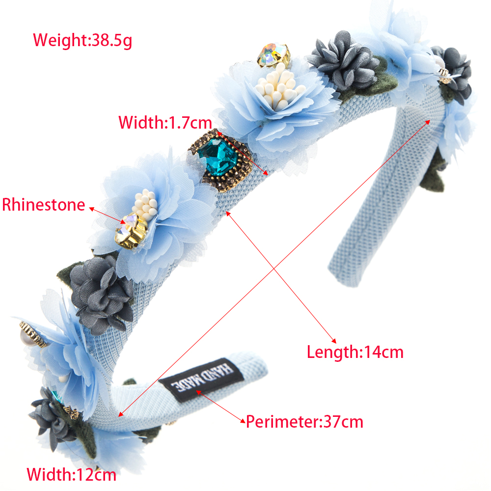 Women's Elegant Flower Cloth Inlay Artificial Pearls Rhinestones Hair Band display picture 1
