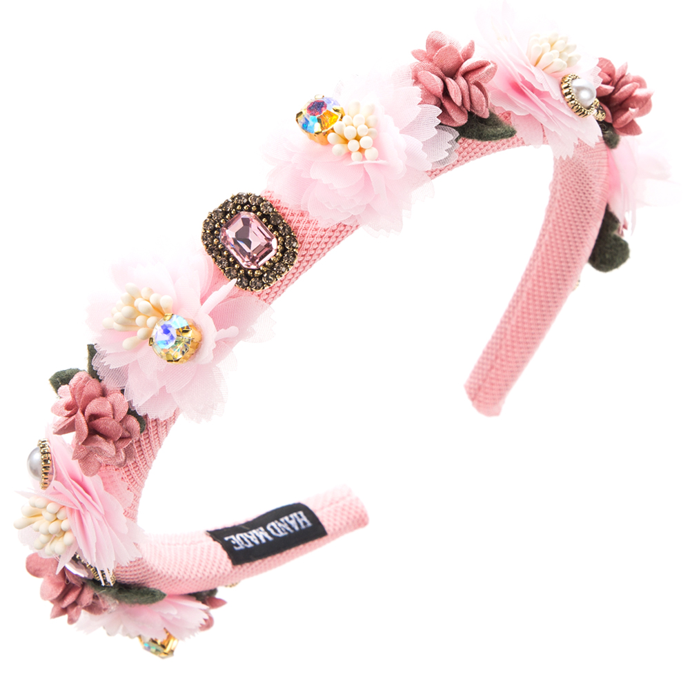 Women's Elegant Flower Cloth Inlay Artificial Pearls Rhinestones Hair Band display picture 7