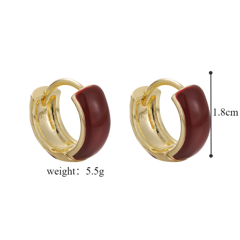 1 Pair Simple Style Round Enamel Copper Earrings display picture 1