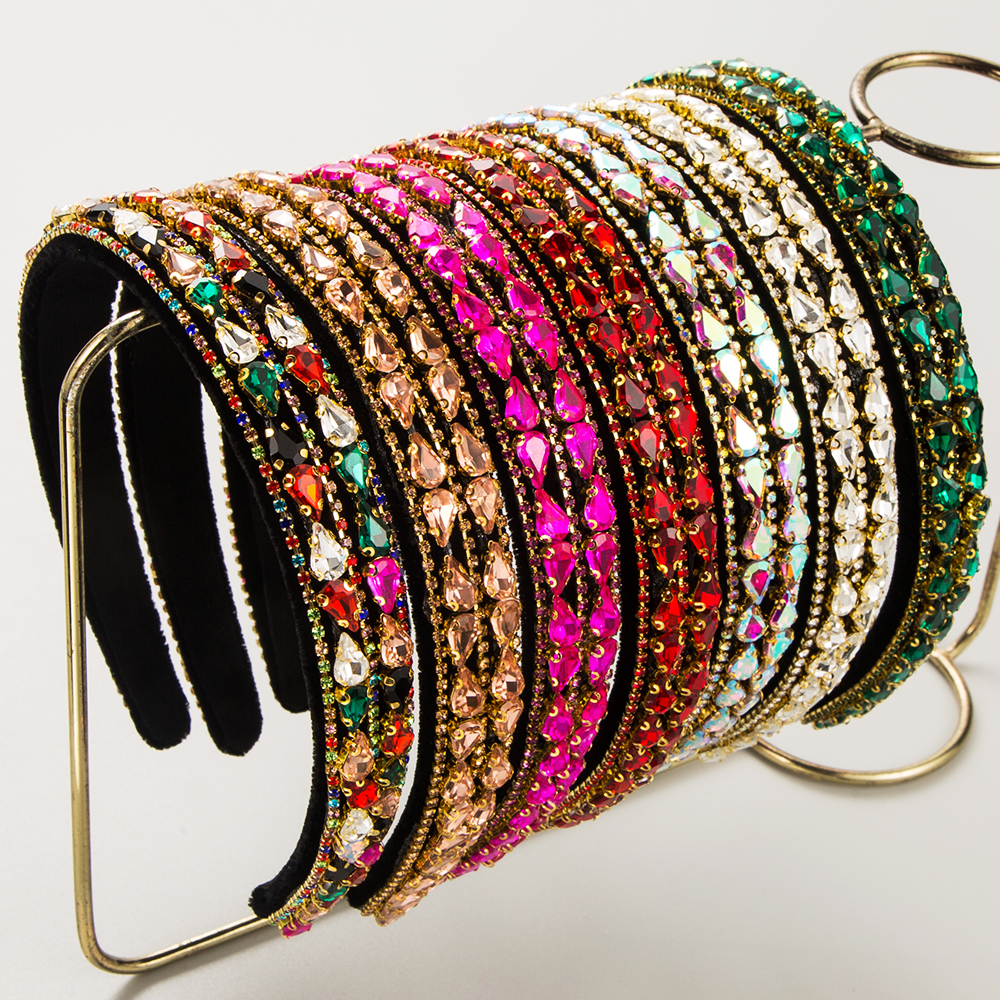 Women's Elegant Luxurious Water Droplets Alloy Cloth Inlay Rhinestones Hair Band display picture 2