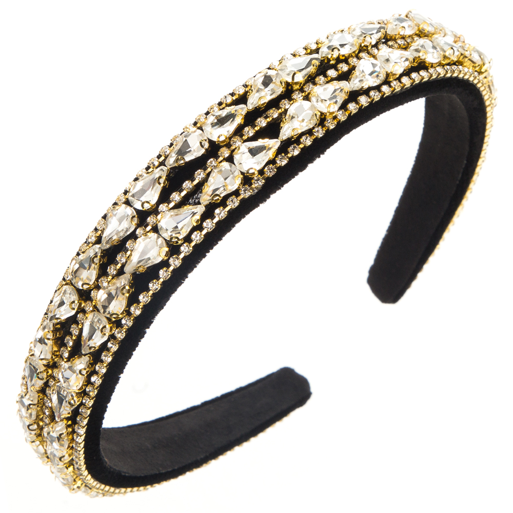 Women's Elegant Luxurious Water Droplets Alloy Cloth Inlay Rhinestones Hair Band display picture 8