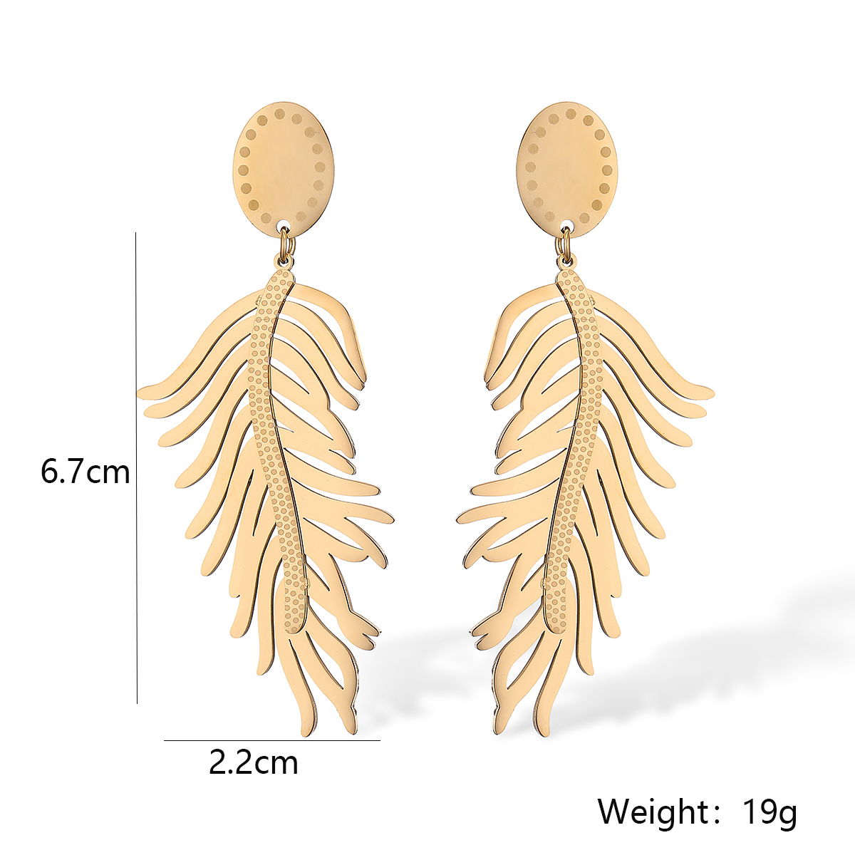 1 Pair Roman Style Commute Leaves Plating 304 Stainless Steel 18K Gold Plated Drop Earrings display picture 1