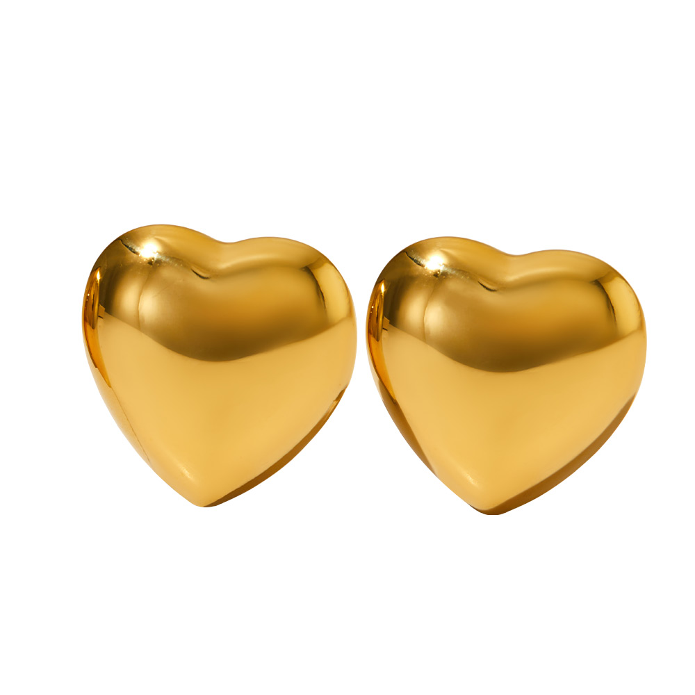1 Pair Simple Style Heart Shape Plating 304 Stainless Steel 16K Gold Plated White Gold Plated Gold Plated Ear Studs display picture 10