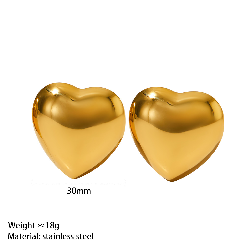 1 Pair Simple Style Heart Shape Plating 304 Stainless Steel 16K Gold Plated White Gold Plated Gold Plated Ear Studs display picture 8