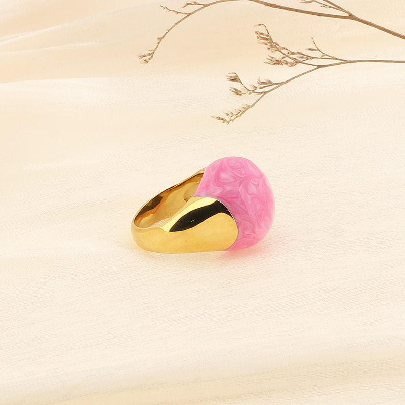 Titanium Steel 18K Gold Plated Simple Style Enamel Plating Round Rings display picture 7