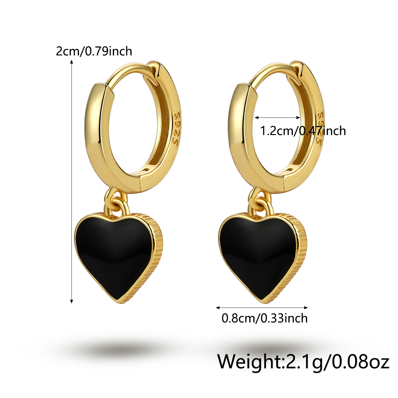 1 Pair Elegant Simple Style Commute Heart Shape Epoxy Plating Sterling Silver 18k Gold Plated White Gold Plated Drop Earrings display picture 1