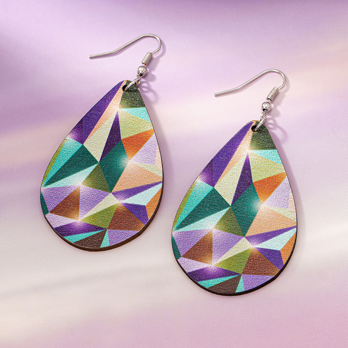 1 Pair Retro Classic Style Commute Geometric Water Droplets Leopard Wood Drop Earrings display picture 3