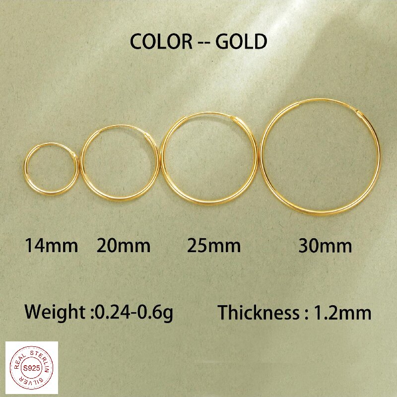 Simple Style Circle Plating Sterling Silver 18k Gold Plated Gold Plated Hoop Earrings display picture 3