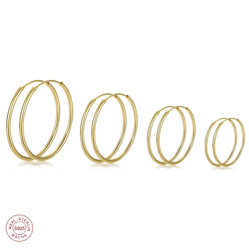 Simple Style Circle Plating Sterling Silver 18k Gold Plated Gold Plated Hoop Earrings display picture 5