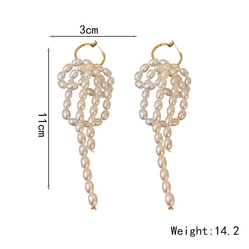 1 Pair Elegant Tassel Alloy Artificial Pearls Drop Earrings display picture 5